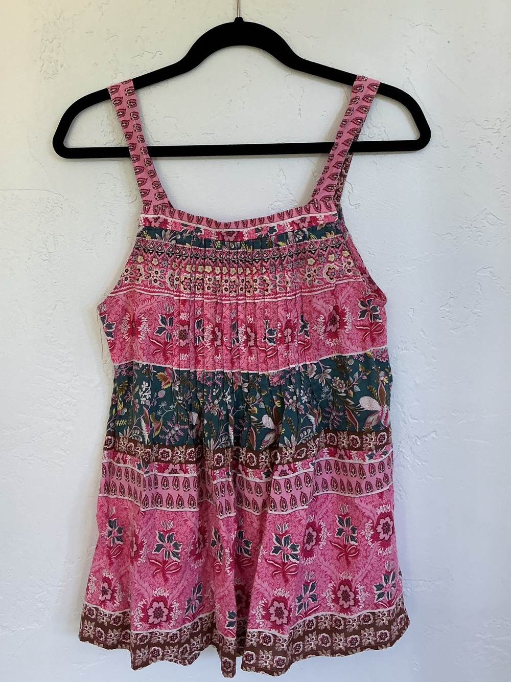 Inspira Boho Pink Floral Tiered  Babydoll Tunic Too